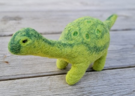 Dinosaur, filt, grøn, liten
