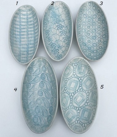 Wonki Ware, avlang skål, (pebble olive dish), 1-5 Turkis