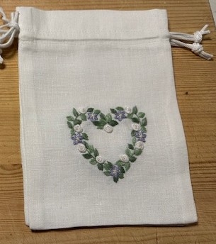 Brodert pose, til å ha lavendel i, eller såpe eller smykke, hjarta, 4