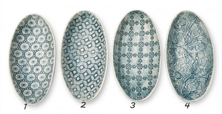 Wonki Ware, avlang skål, (pebble olive dish), 1-4 Marine